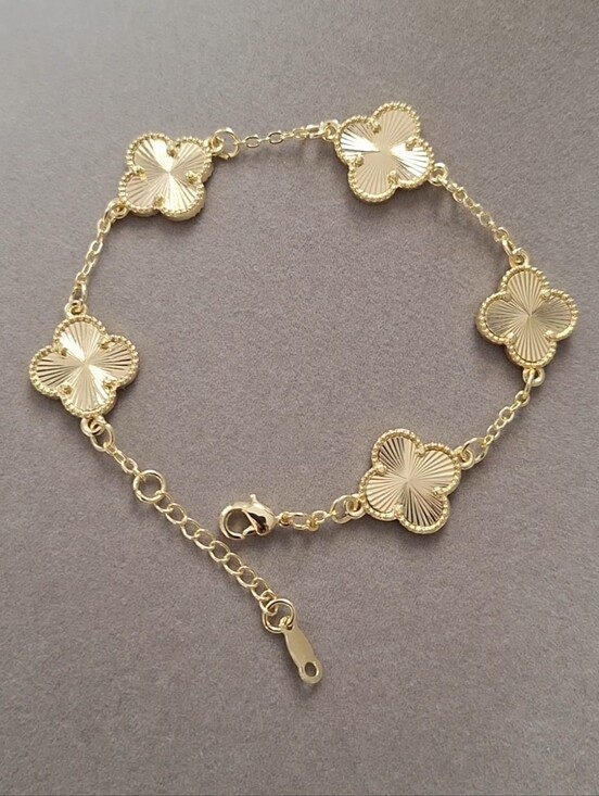 usaquality Jewelry - Double sided 14kt gold-filled 5 clovers bracelet 2026 Design